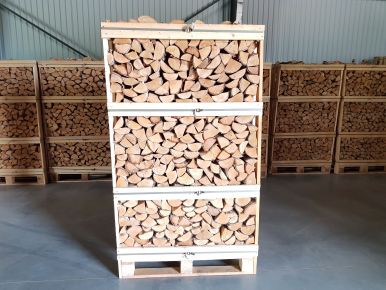 Kiln dried firewood in 2m3 wooden crates